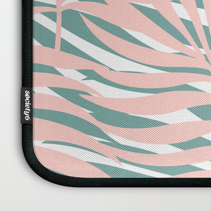 Summer, Tropical Green and Pink, Palm Leaves Pattern Laptop Sleeve Gallery Image 3