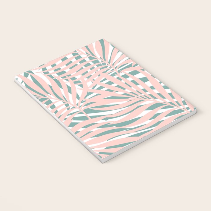 Summer, Tropical Green and Pink, Palm Leaves Pattern Notebook Gallery Image 3
