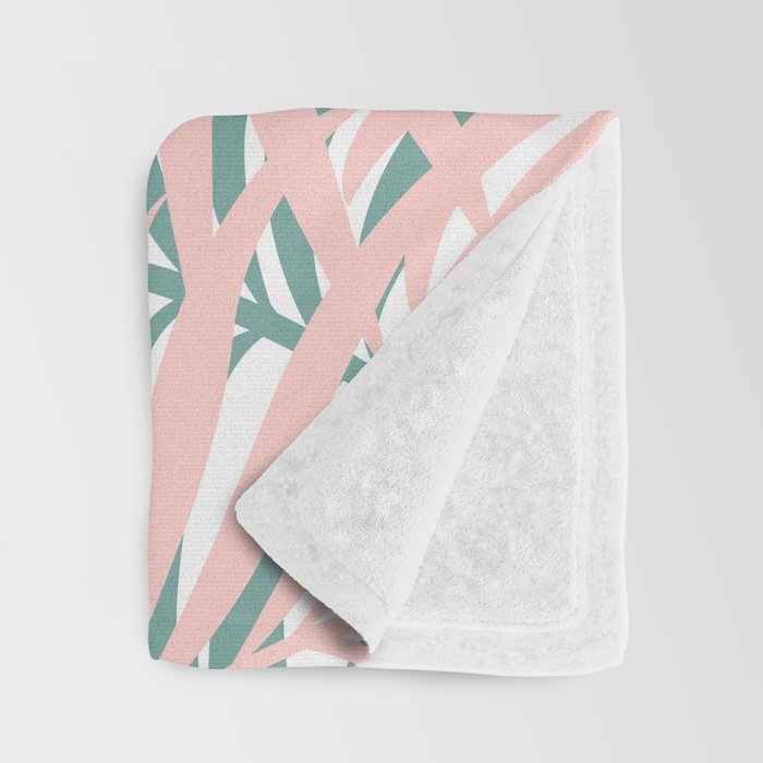 Summer, Tropical Green and Pink, Palm Leaves Pattern Throw Blanket Gallery Image 3