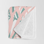 Summer, Tropical Green and Pink, Palm Leaves Pattern Throw Blanket Gallery Image 3