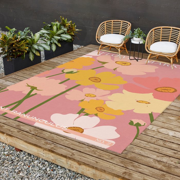 Flower Market - Ranunculus #2 Outdoor Rug Gallery Image 2
