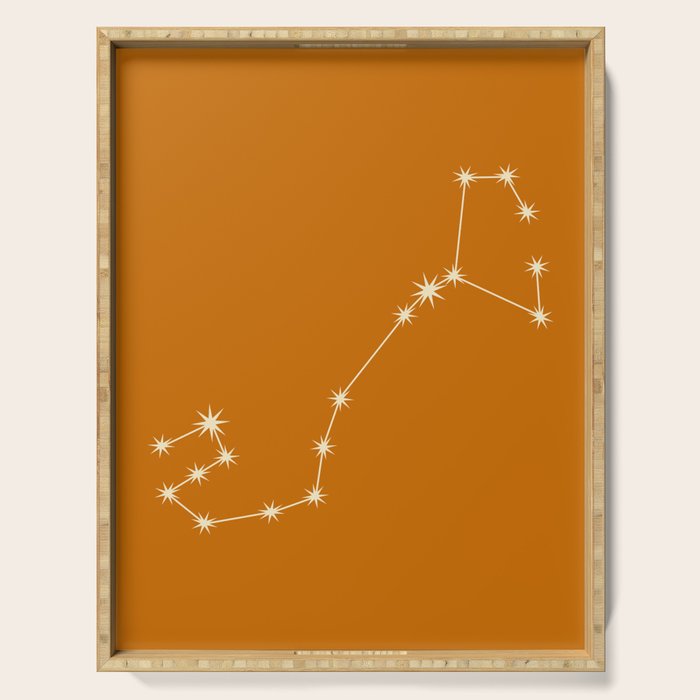 Scorpio Zodiac Star Constellation Line Art Orange Serving Tray Gallery Image 1