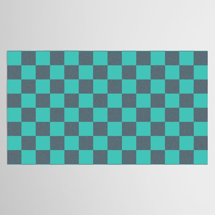 Textured Plaid pattern purple and teal Tablecloth Gallery Image 2