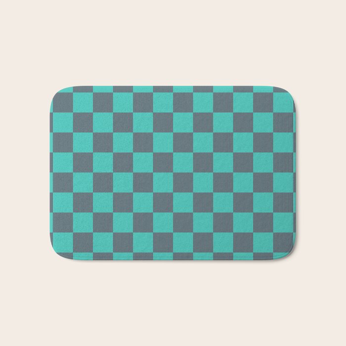 Textured Plaid pattern purple and teal Bath Mat Gallery Image 1