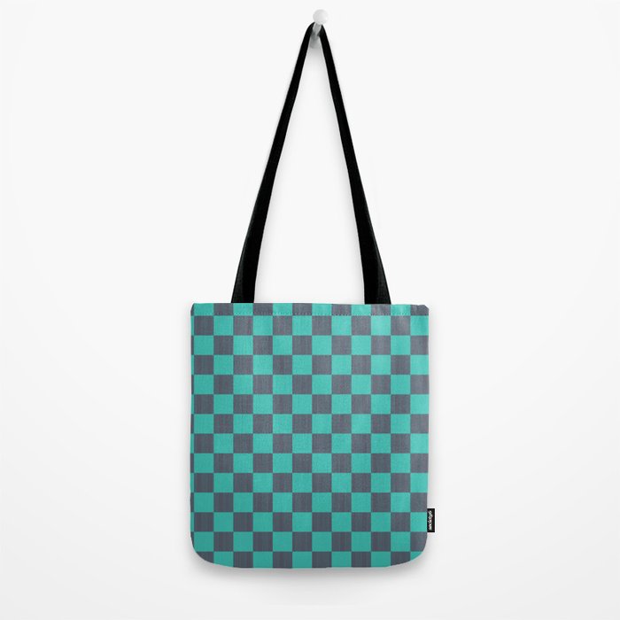 Textured Plaid pattern purple and teal Tote Bag Gallery Image 2