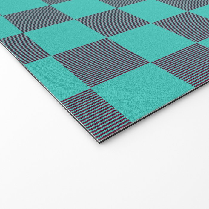 Textured Plaid pattern purple and teal Welcome Mat Gallery Image 2
