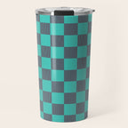 Textured Plaid pattern purple and teal Travel Mug Gallery Image 1