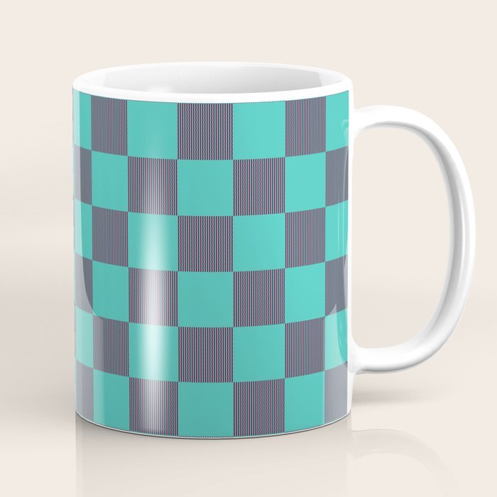 Textured Plaid pattern purple and teal Coffee Mug Gallery Image 1
