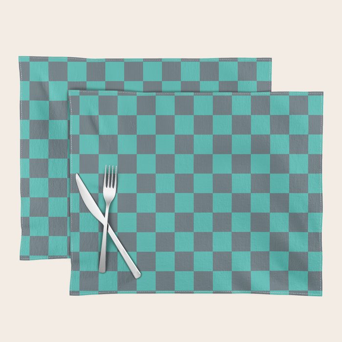 Textured Plaid pattern purple and teal Placemat Gallery Image 1