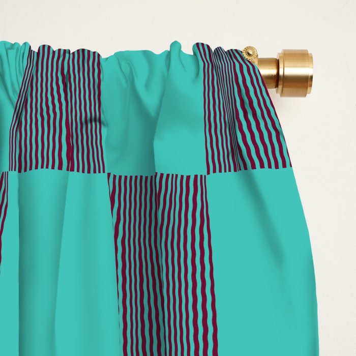 Textured Plaid pattern purple and teal Window Curtain Gallery Image 2