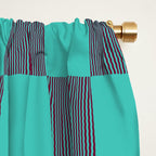 Textured Plaid pattern purple and teal Window Curtain Gallery Image 2