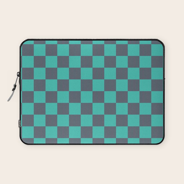 Textured Plaid pattern purple and teal Laptop Sleeve Gallery Image 1