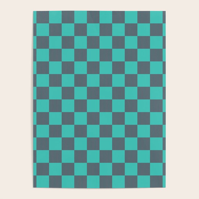 Textured Plaid pattern purple and teal Poster Gallery Image 4