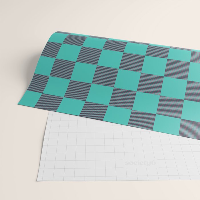 Textured Plaid pattern purple and teal Wrapping Paper Gallery Image 2