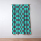 Textured Plaid pattern purple and teal Window Curtain Gallery Image 3