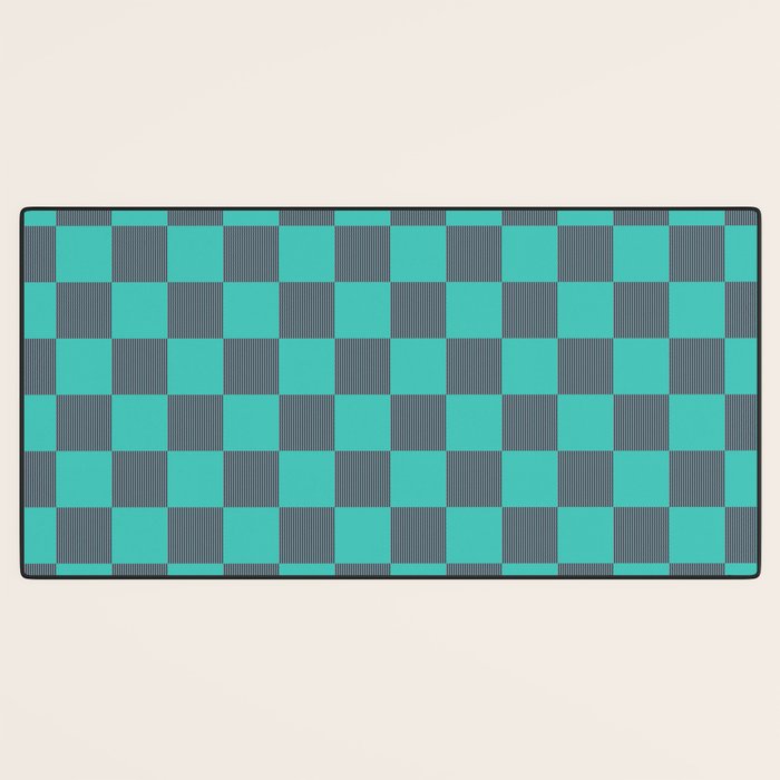 Textured Plaid pattern purple and teal Desk Mat Gallery Image 3