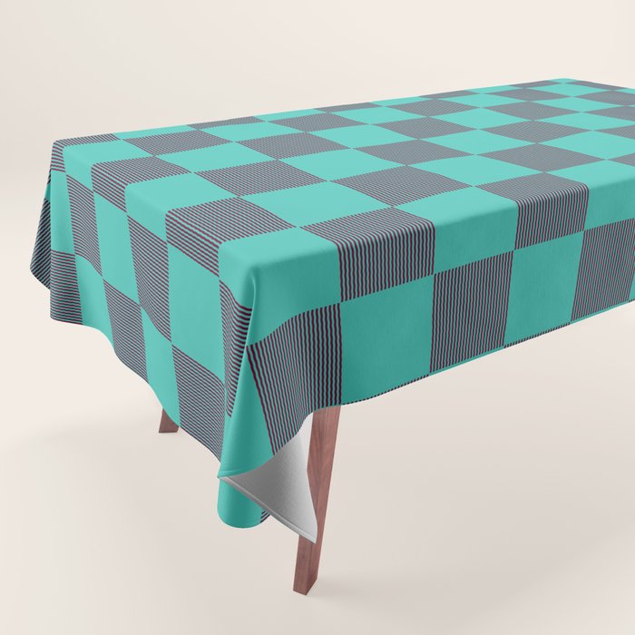 Textured Plaid pattern purple and teal Tablecloth Gallery Image 1