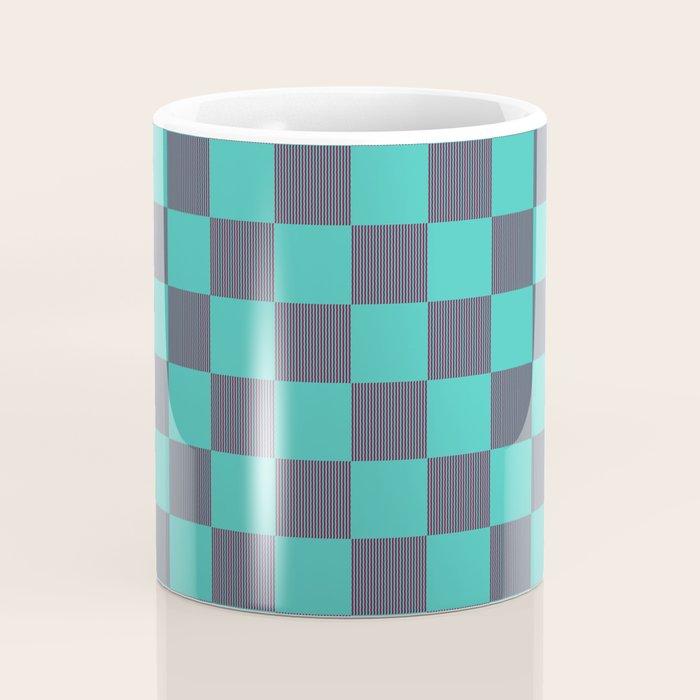 Textured Plaid pattern purple and teal Coffee Mug Gallery Image 4