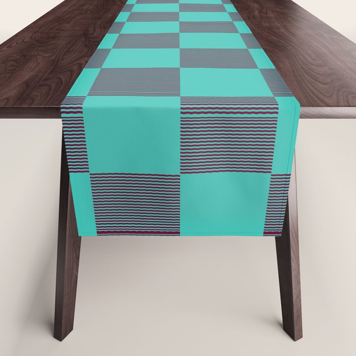 Textured Plaid pattern purple and teal Table Runner Gallery Image 1