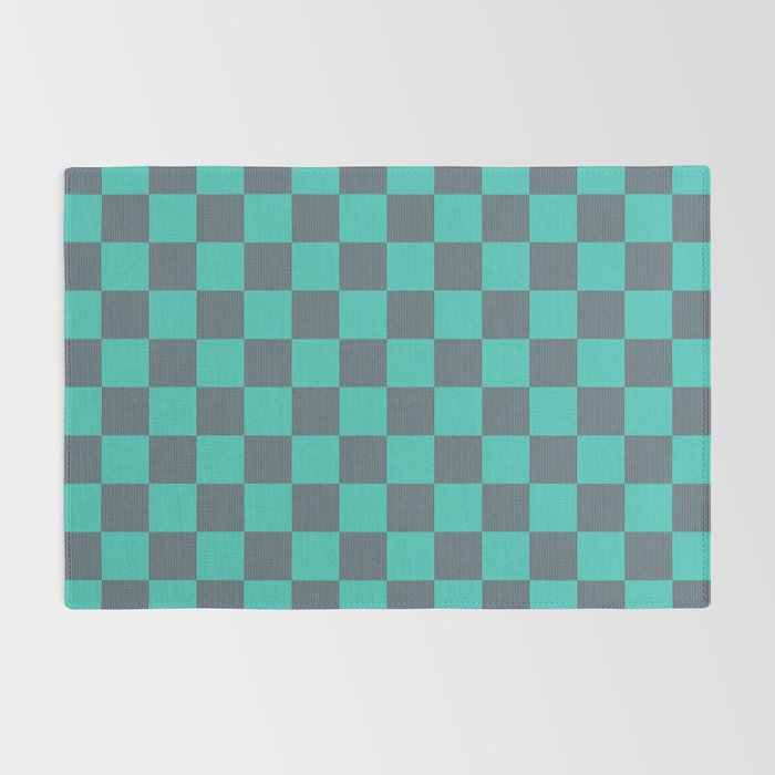 Textured Plaid pattern purple and teal Rug Gallery Image 2