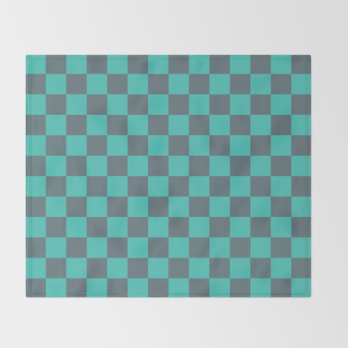 Textured Plaid pattern purple and teal Throw Blanket Gallery Image 2