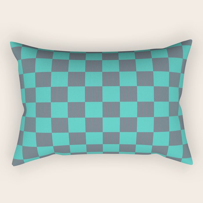 Textured Plaid pattern purple and teal Rectangular Pillow Gallery Image 1
