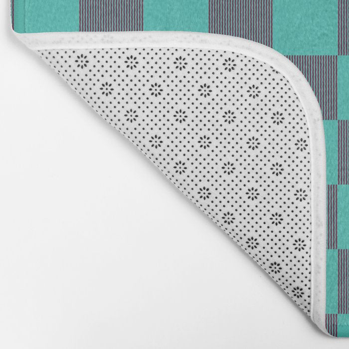 Textured Plaid pattern purple and teal Bath Mat Gallery Image 2