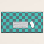 Textured Plaid pattern purple and teal Desk Mat Gallery Image 1