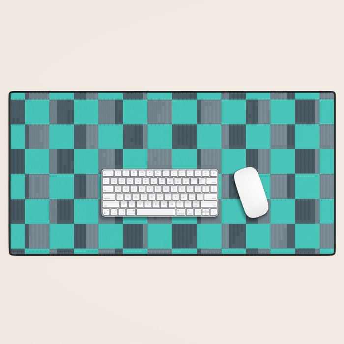 Textured Plaid pattern purple and teal Desk Mat Gallery Image 1