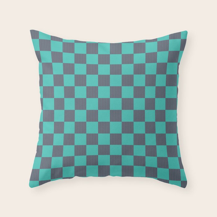 Textured Plaid pattern purple and teal Throw Pillow Gallery Image 6