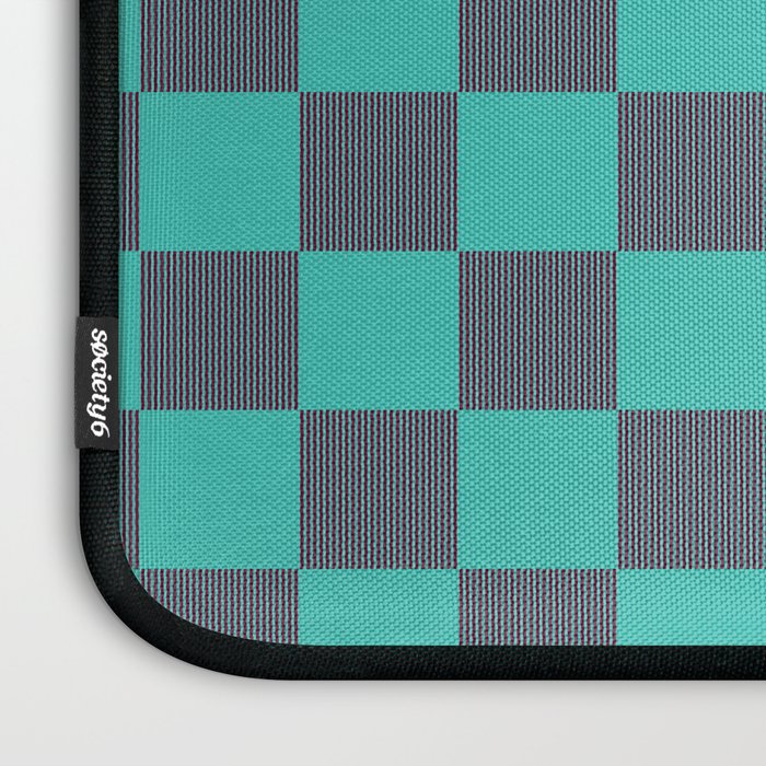 Textured Plaid pattern purple and teal Laptop Sleeve Gallery Image 3