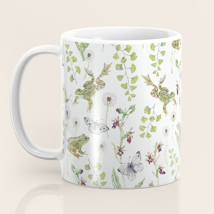 Spring Frogs and Orchids - Light Green Coffee Mug Gallery Image 3