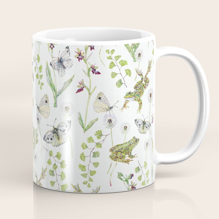 Spring Frogs and Orchids - Light Green Coffee Mug Gallery Image 1