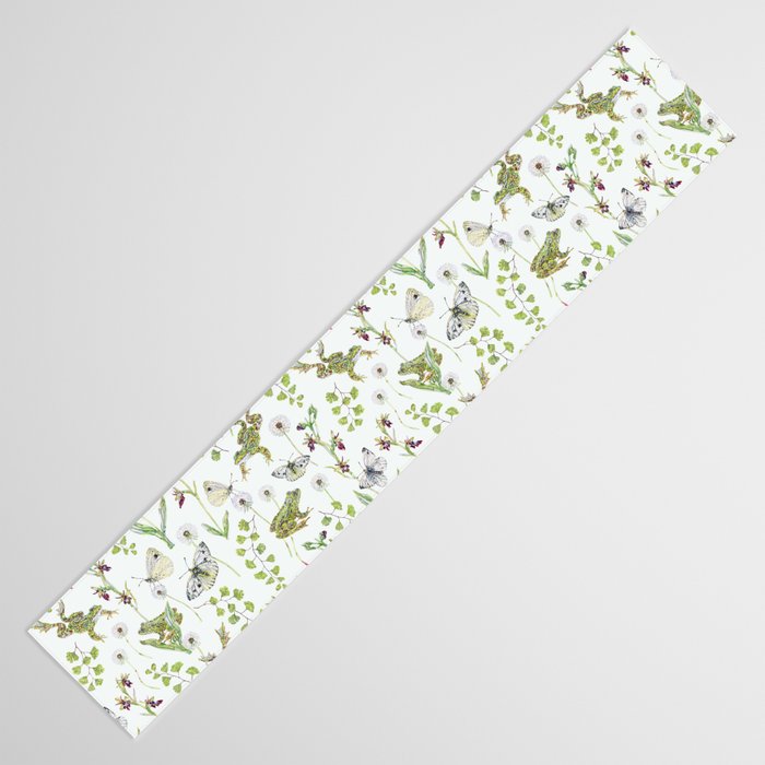 Spring Frogs and Orchids - Light Green Table Runner Gallery Image 3