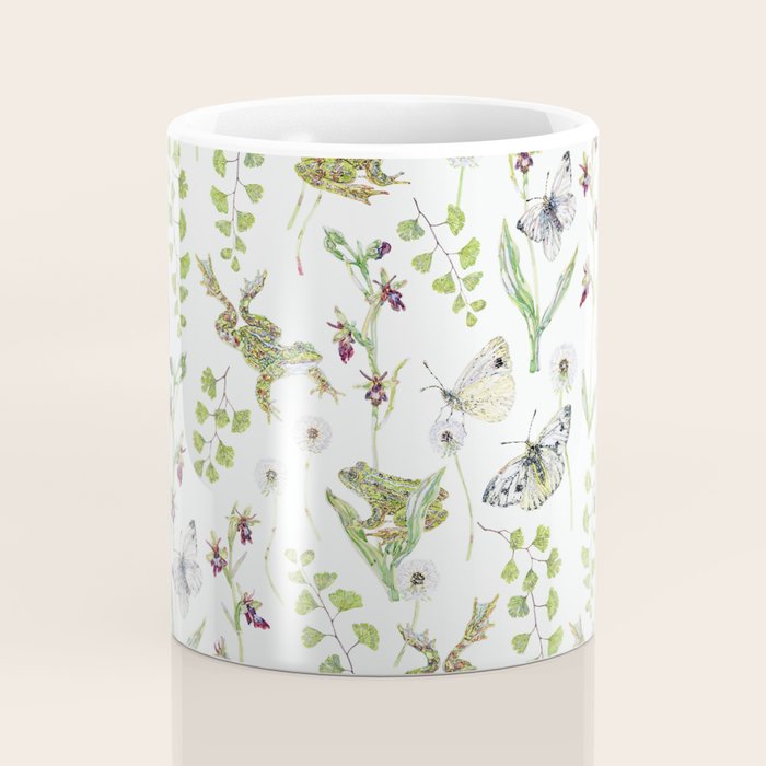 Spring Frogs and Orchids - Light Green Coffee Mug Gallery Image 4