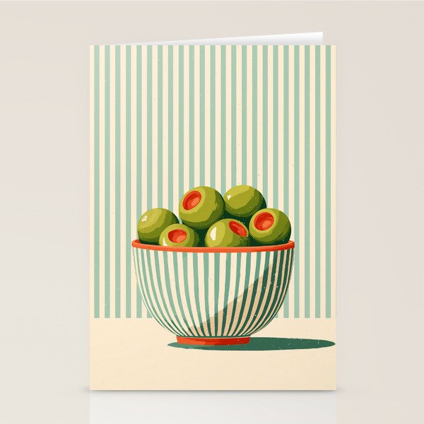 Retro Olive Bowl Illustration Stationery Card Gallery Image 1