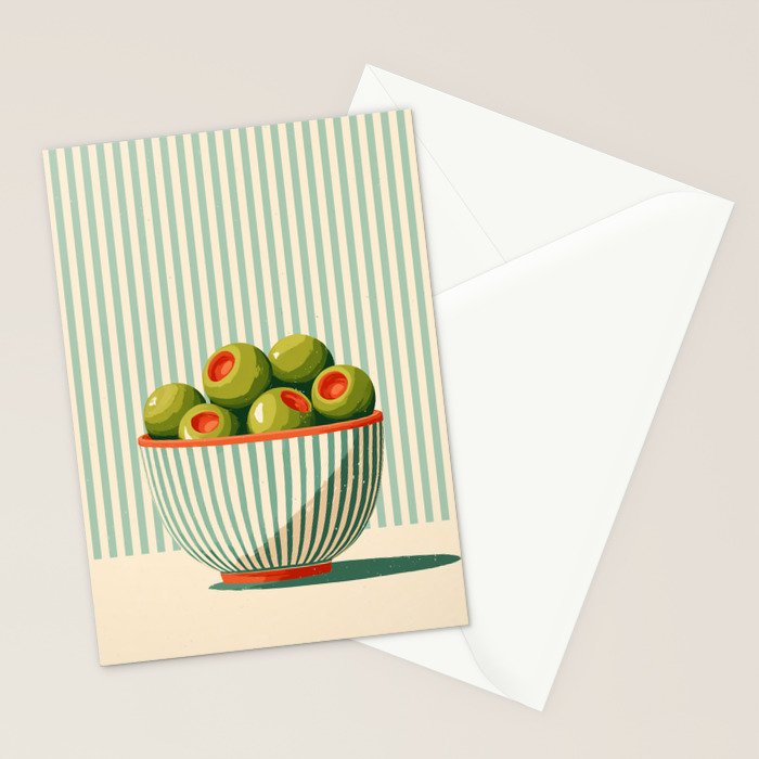 Retro Olive Bowl Illustration Stationery Card Gallery Image 2