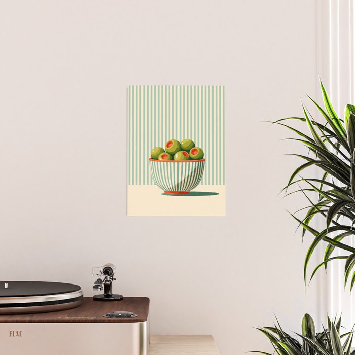 Retro Olive Bowl Illustration Poster Gallery Image 2