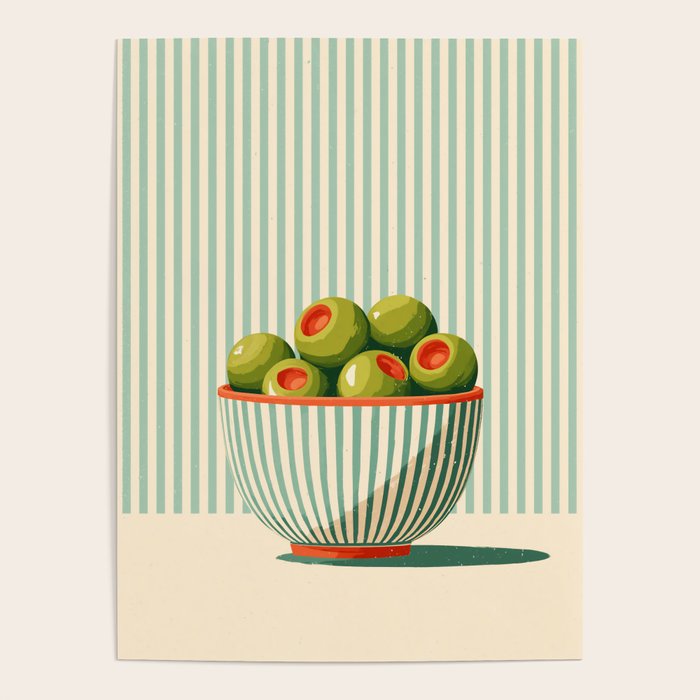 Retro Olive Bowl Illustration Poster Gallery Image 4