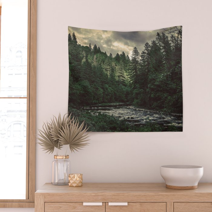 Pacific Northwest River - Nature Photography Wall Tapestry Gallery Image 2