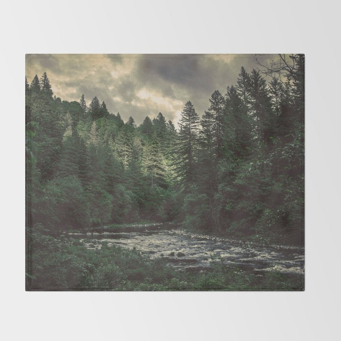 Pacific Northwest River - Nature Photography Throw Blanket Gallery Image 2