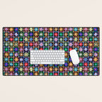 Checkered Flowers in Black  Desk Mat Gallery Image 1