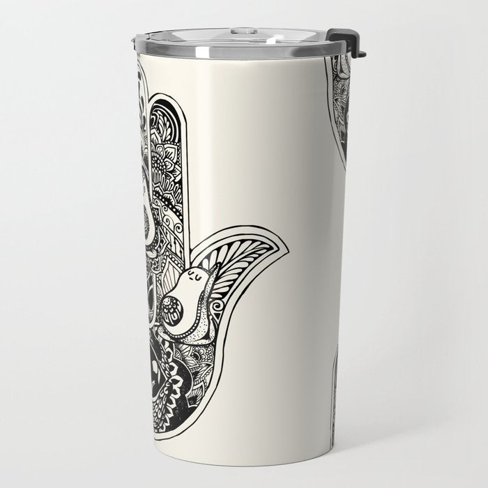 Hamsa Hand Avocado Travel Mug Gallery Image 2