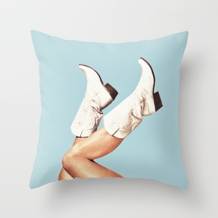 These Boots - Blue Throw Pillow Gallery Image 1