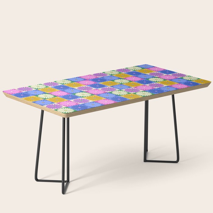 Retro Flowers Check Pattern XIV Coffee Table Gallery Image 1