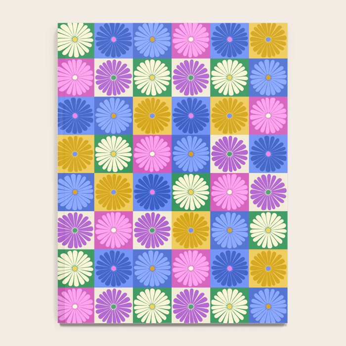 Retro Flowers Check Pattern XIV Notebook Gallery Image 4