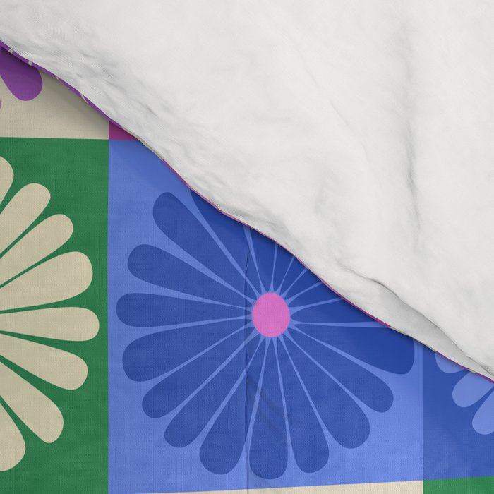Retro Flowers Check Pattern XIV Comforter Gallery Image 4