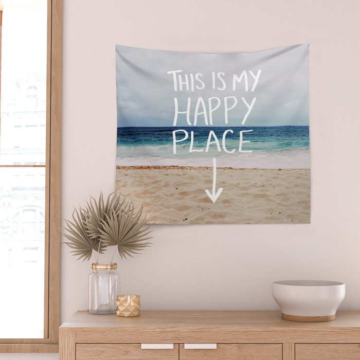 My Happy Place (Beach) Wall Tapestry Gallery Image 2