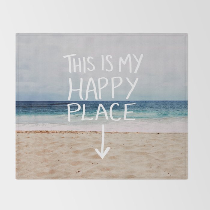 My Happy Place (Beach) Throw Blanket Gallery Image 2