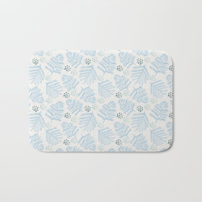Winter & Woodsy Pine Trees in White & Blue Bath Mat Gallery Image 1